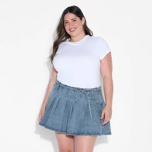 Wild Fable Pleated Denim Mini Skirt